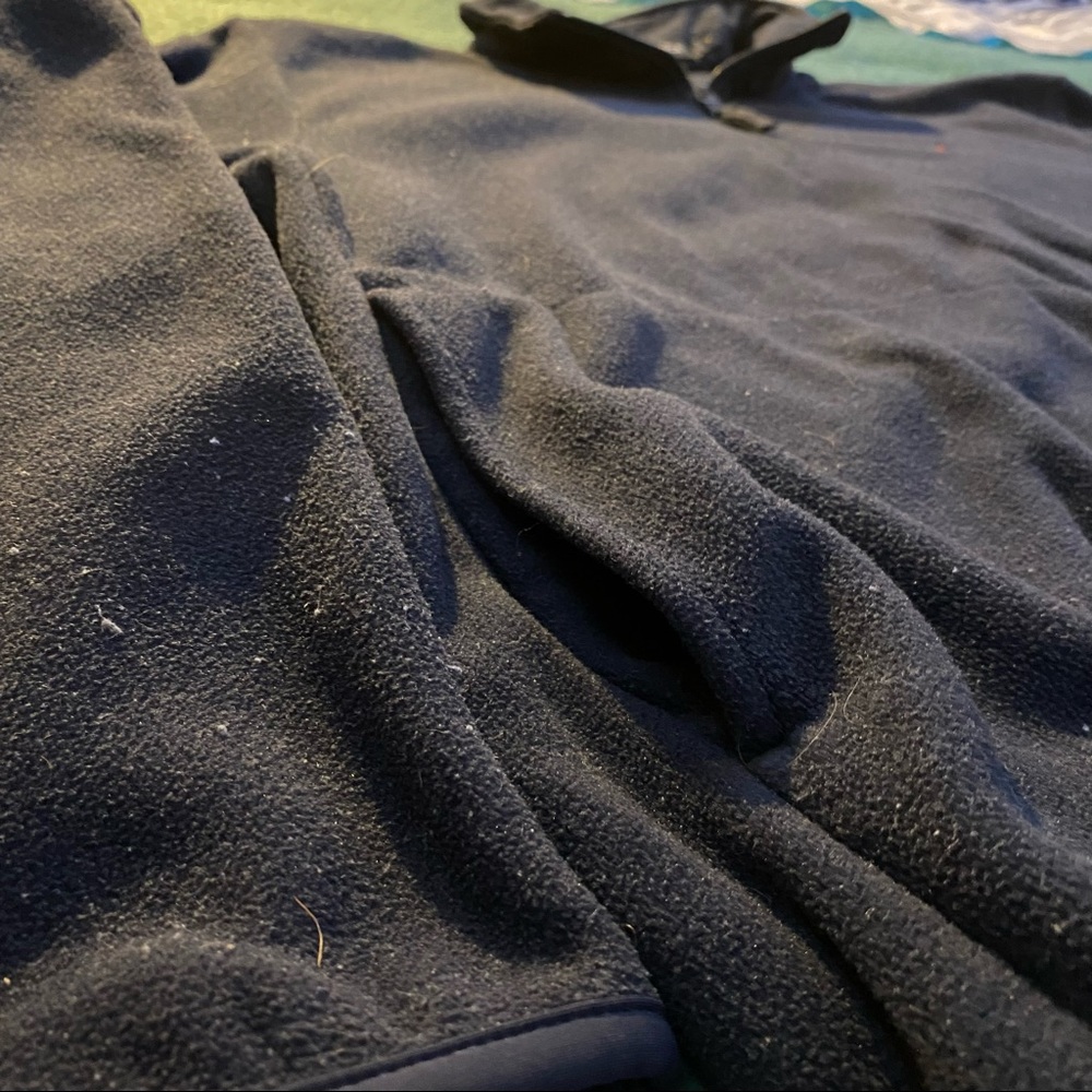 Vintage Navy Blue Nautica Fleece Quarter-Zip Sweatshirt w/ Pocket Medium - Picture 3 of 4